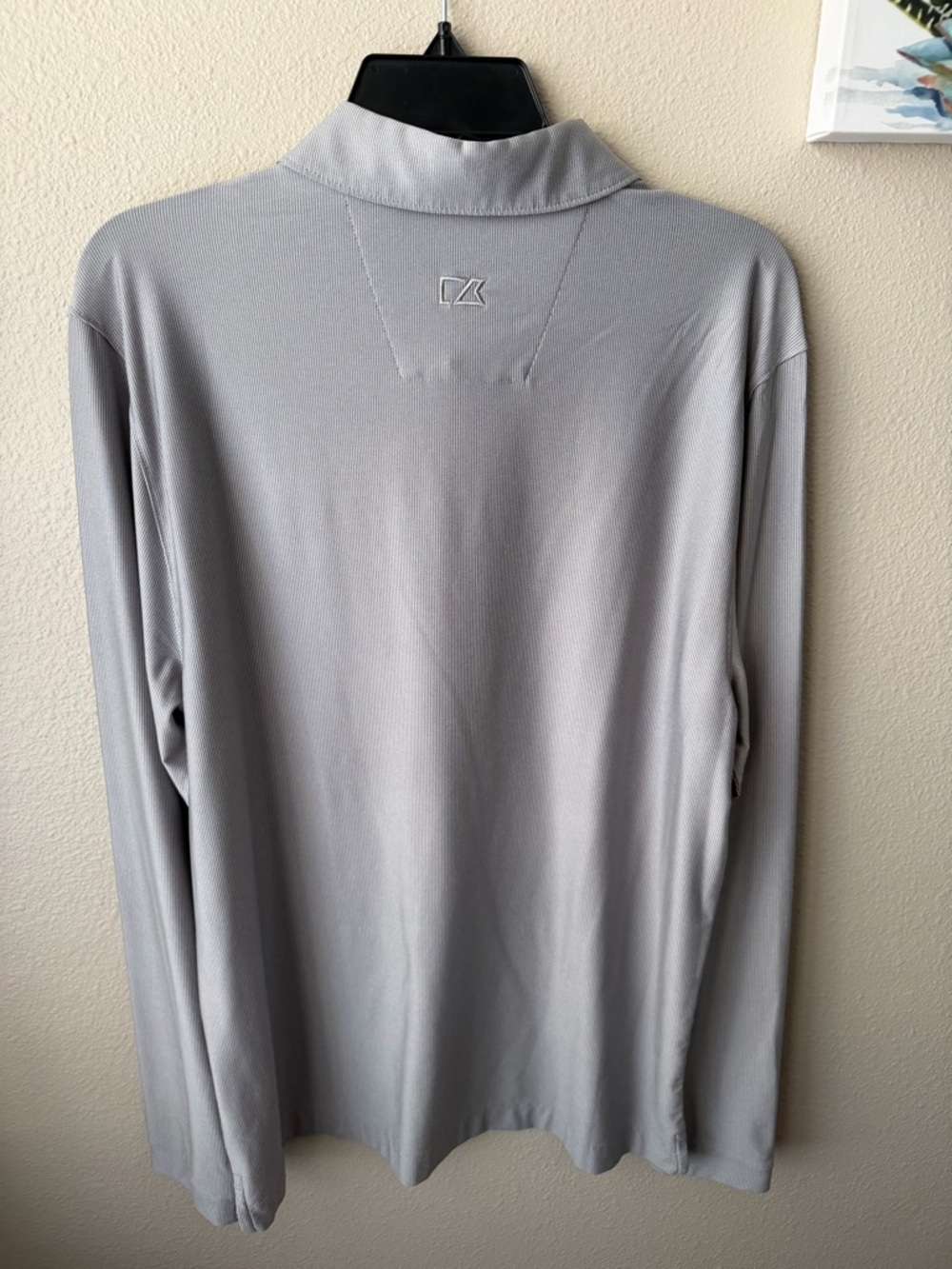 Cutter and Buck Polo Medium Dry Tech Shirt Gray Long Sleeves Button Activewear - Picture 2 of 6